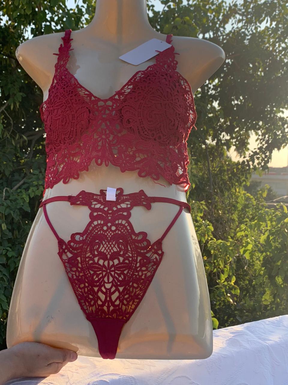 Imported High-Quality Red Lace Bralette & Panty Honeymoon Bridal Lingerie Set+ FREE GIFT