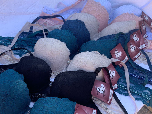 Imported Luxury Lace Push-Up Bra – Amazon Quality (White / Blue / Black / Nude / Skin / Pink / Midnight Blue)+ FREE GIFT