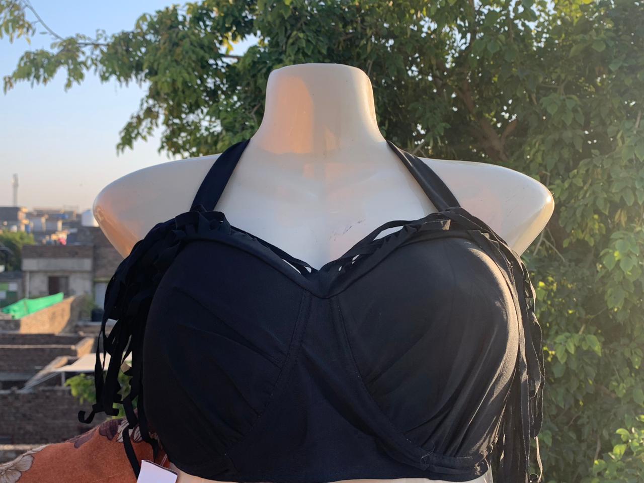 Imported Black Fringe Bridal Honeymoon Bra Top – Stylish Wedding Night Fashion Top+ FREE GIFT