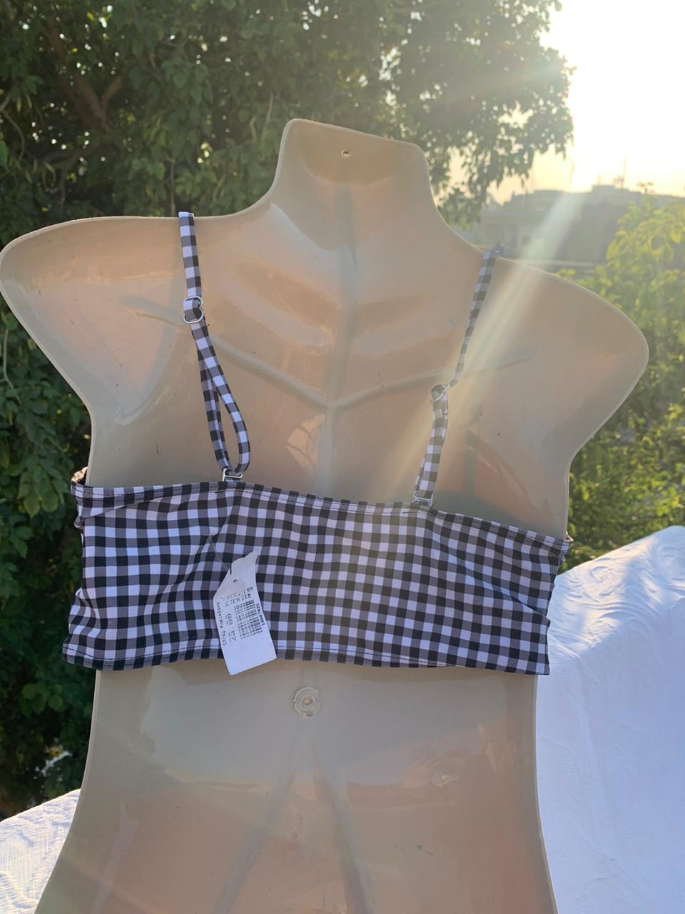 Imported Black & White Check Pattern Bra – Soft Padded Stylish Casual Bra+ FREE GIFT