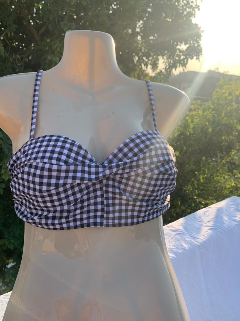 Imported Black & White Check Pattern Bra – Soft Padded Stylish Casual Bra+ FREE GIFT