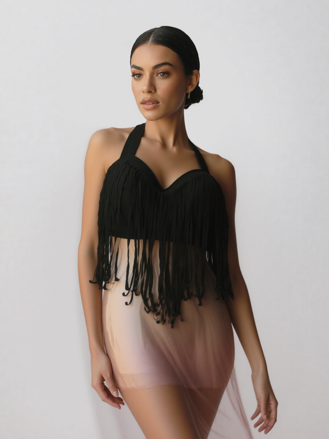 Imported Black Fringe Bridal Honeymoon Bra Top – Stylish Wedding Night Fashion Top+ FREE GIFT